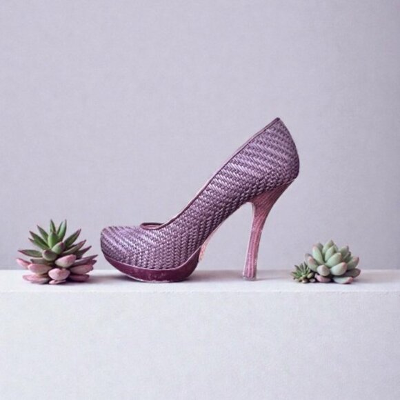 Joan & David Shoes - Joan & David Basketweave 'Daralynn' Platform Stiletto - Size 8.5